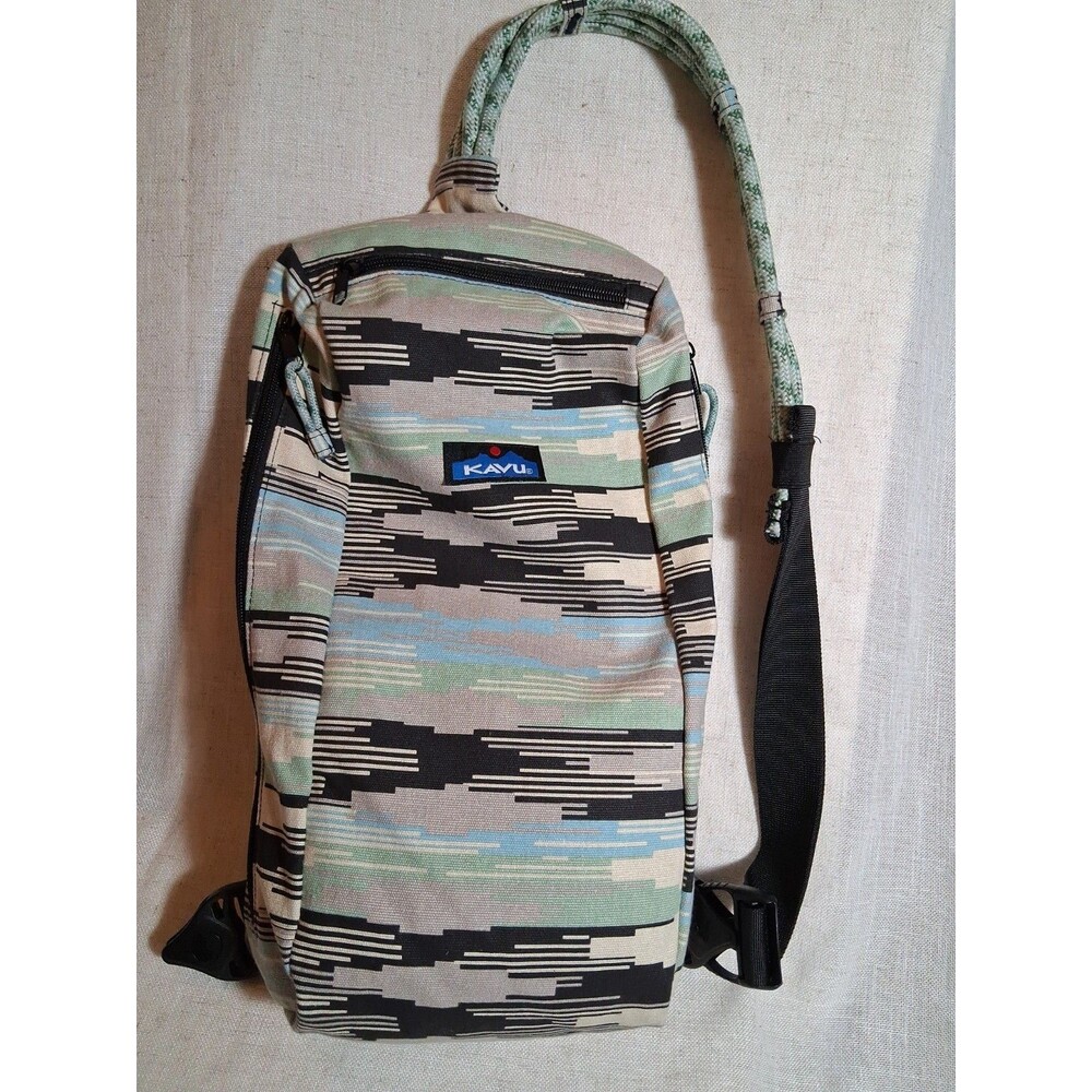 KAVU Rope Sling Bag Canvas Backpack Southwestern Desert Print Sage Tan Gorpcore